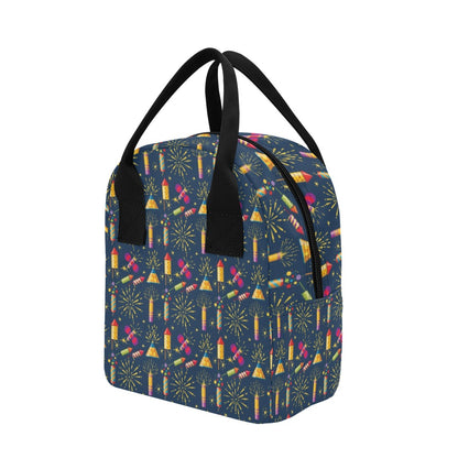 Firework Sparkling Rockets Print Design LKS306 Insulated Lunch Bag