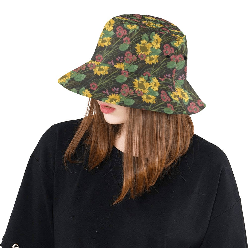 Sunflower Print Design LKS303 Unisex Bucket Hat