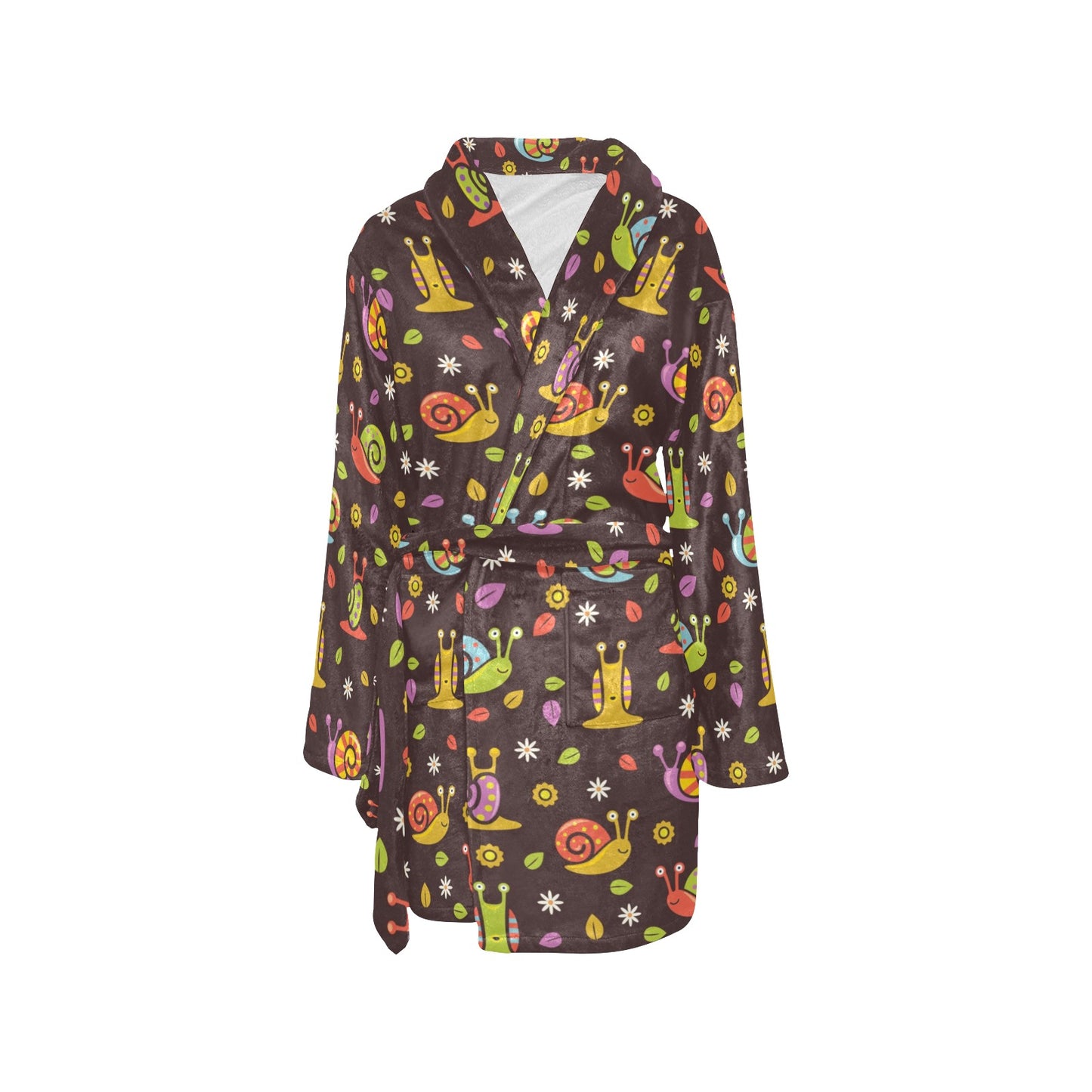 Snail Pattern Print Design 01 Women's Fleece Robe
