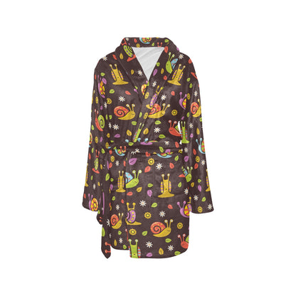 Snail Pattern Print Design 01 Women's Fleece Robe