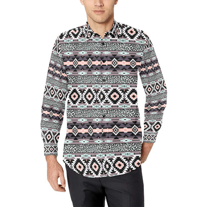 Safari Pattern Print Design LKS302 Men's Long Sleeve Dress Shirt