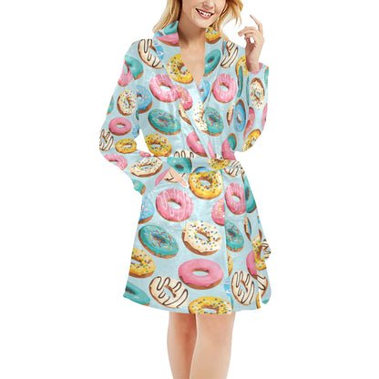 Donut Pattern Print Design DN05 Women's Fleece Robe