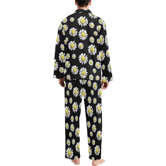 Daisy Pattern Print Design DS01 Men's Long Pajama Set