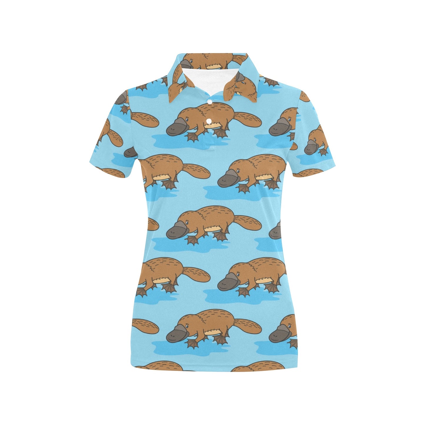 Platypus Pattern Print Design A02 Women's Polo Shirt