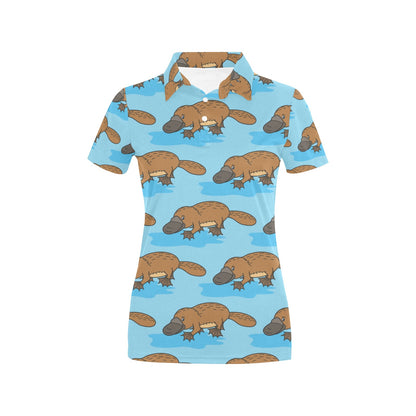 Platypus Pattern Print Design A02 Women's Polo Shirt