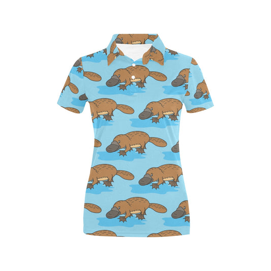 Platypus Pattern Print Design A02 Women's Polo Shirt