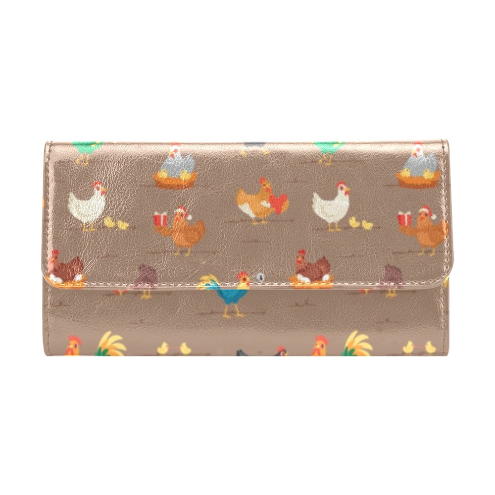 Chicken Happy Print Pattern Women's Trifold Wallet