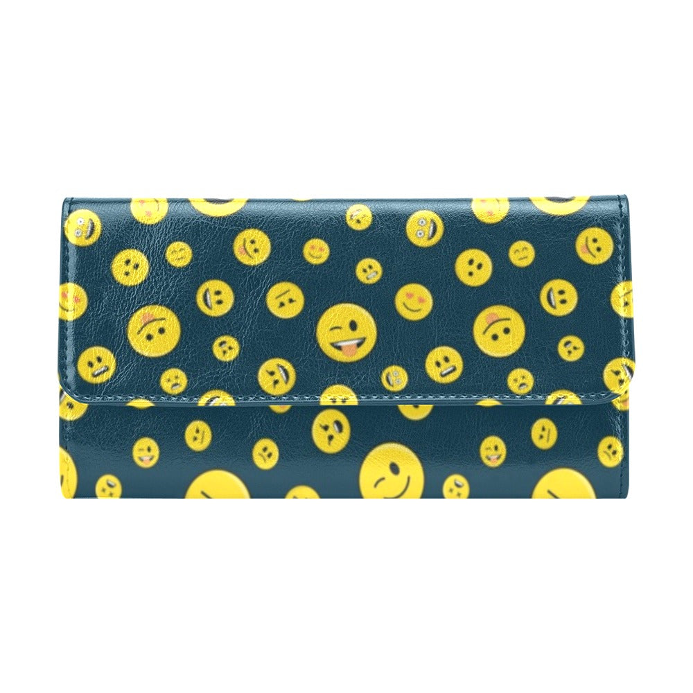 Smiley Face Emoji Print Design LKS301 Women's Trifold Wallet