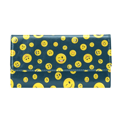 Smiley Face Emoji Print Design LKS301 Women's Trifold Wallet