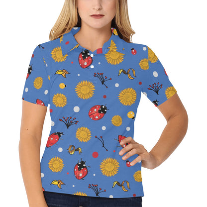 Ladybug Pattern Print Design 05 Women's Polo Shirt