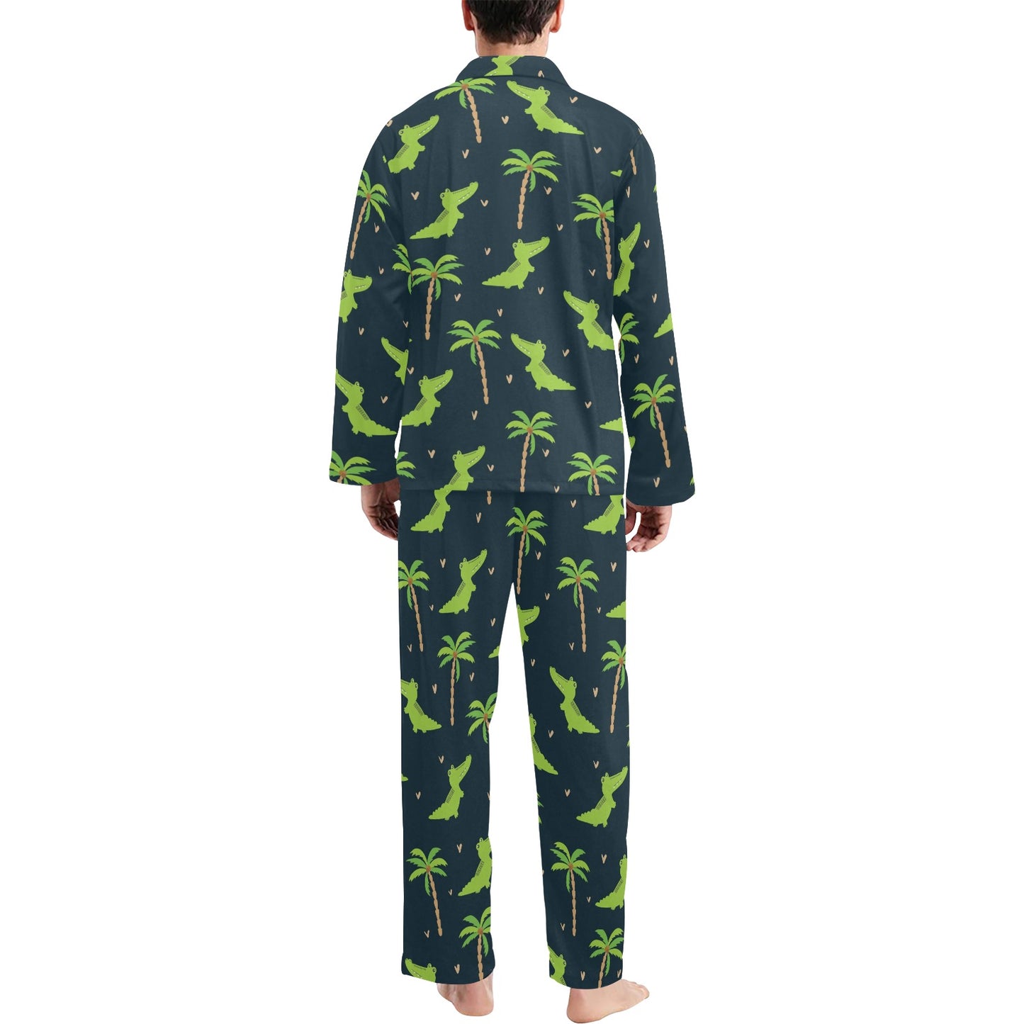 Alligator Pattern Print Design 02 Men's Long Pajama Set