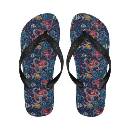 Underwater Giant Squid Print Design LKS302 Flip Flops