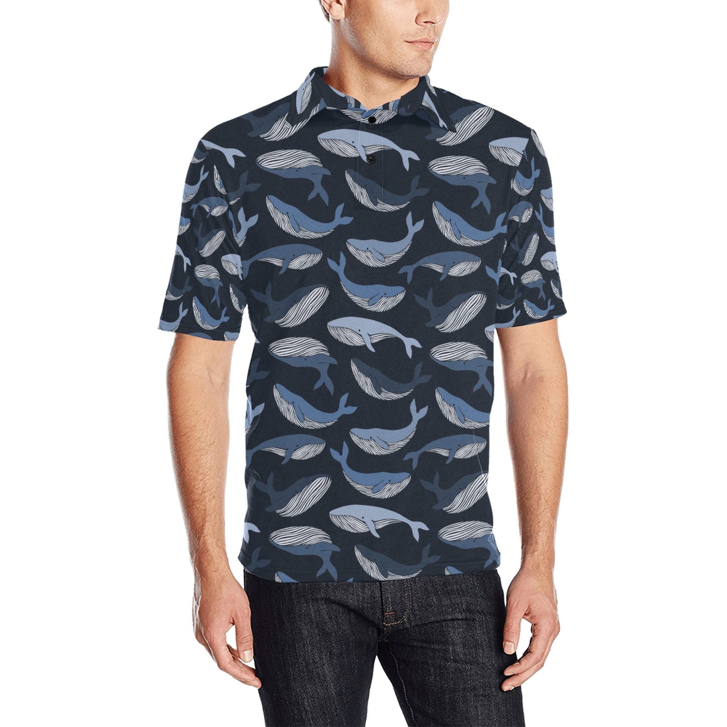 Whale Print Design LKS301 Men Polo Shirt