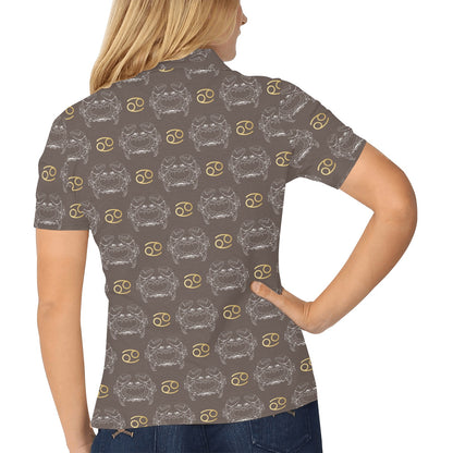 Cancer Zodiac Pattern Print Design 01 Women's Polo Shirt