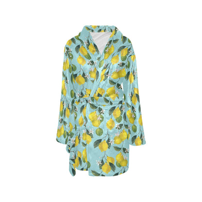 Lemon Pattern Print Design LM05 Women's Fleece Robe
