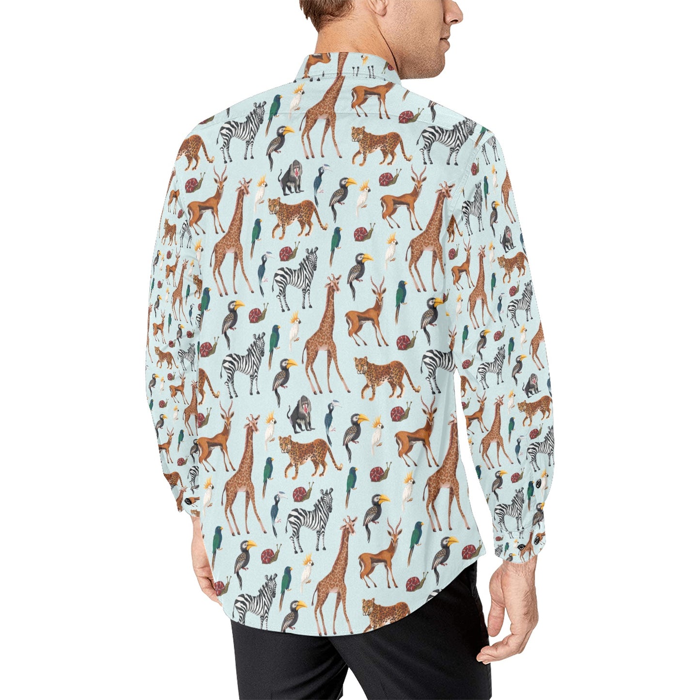 Safari Animal Print Design LKS306 Men's Long Sleeve Dress Shirt