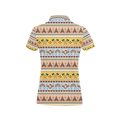 Native American Pattern Design Print Women's Polo Shirt