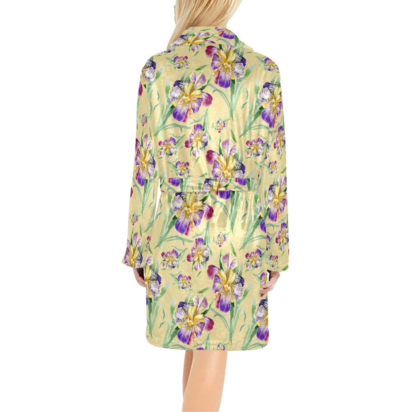 Iris Pattern Print Design IR06 Women's Fleece Robe