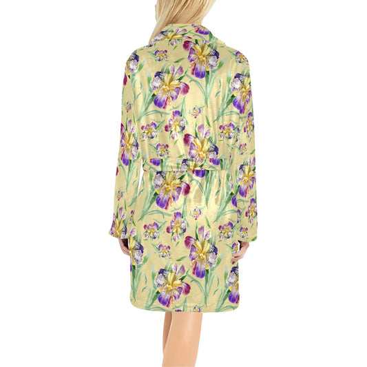 Iris Pattern Print Design IR06 Women's Fleece Robe
