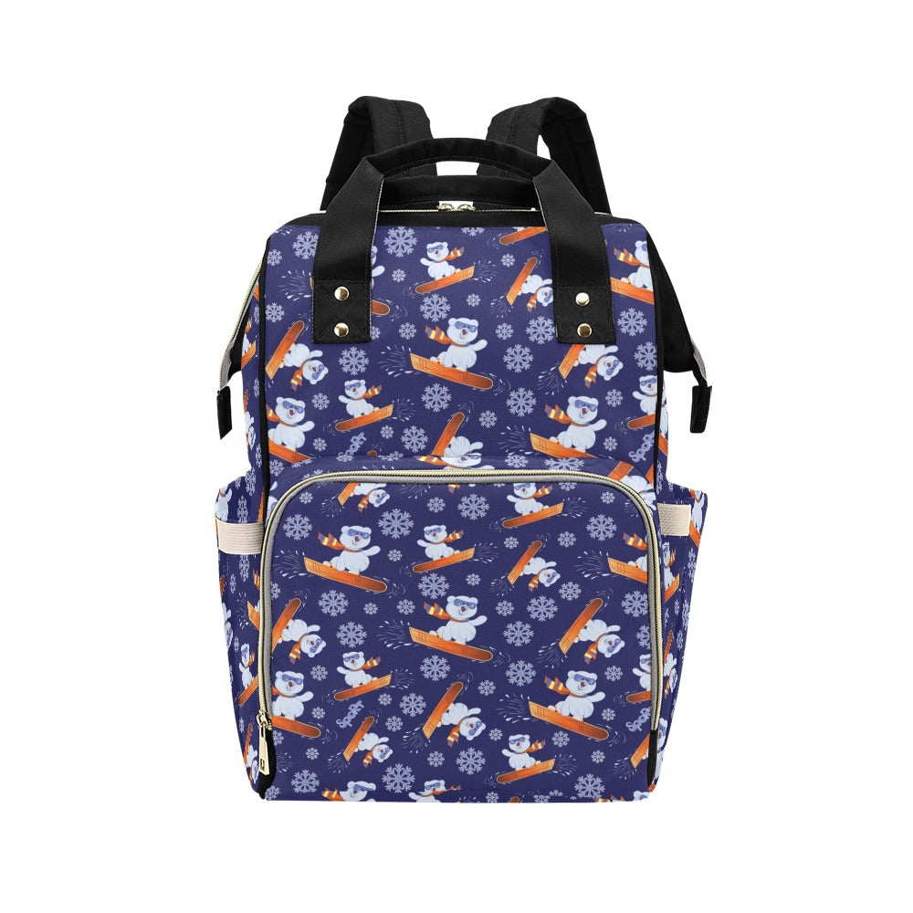Snowboard Bear Print Design LKS305 Diaper Bag Backpack