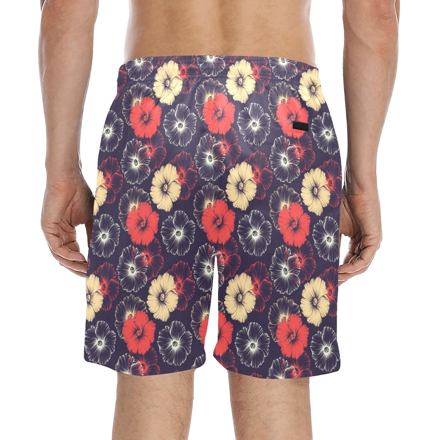 Tropical Flower Print Design LKS302 Men's Swim Trunks Beach Shorts