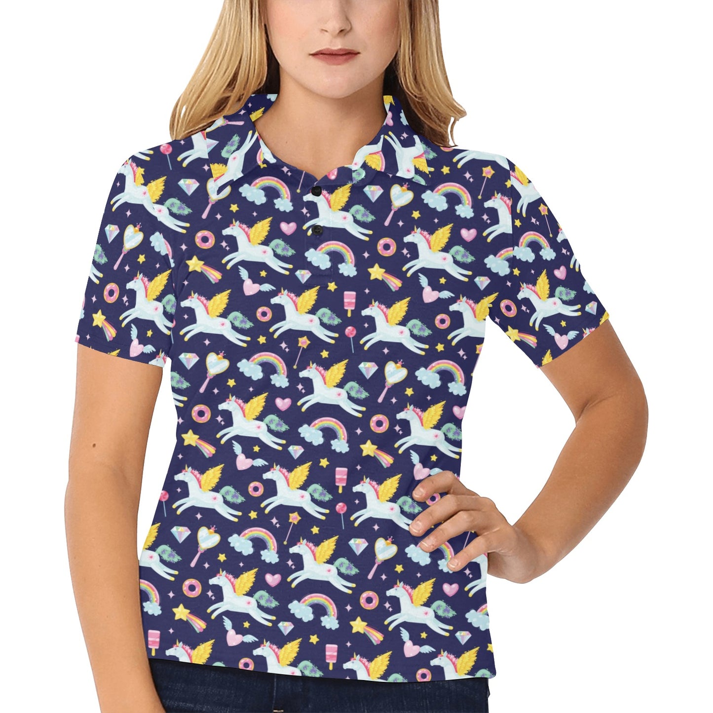 Pegasus Pattern Print Design 05 Women's Polo Shirt