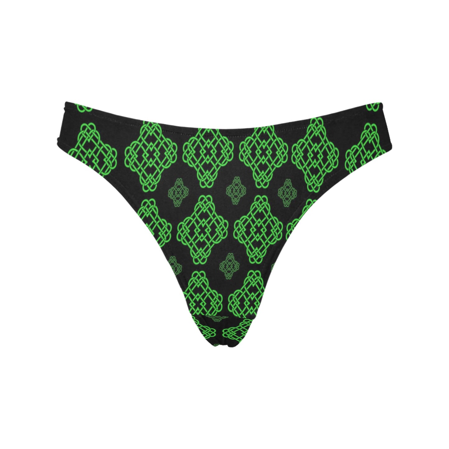 Celtic Knot Green Neon Design Women's Thongs