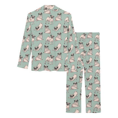 Pug Pattern Print Design A01 Women's Long Pajama Set
