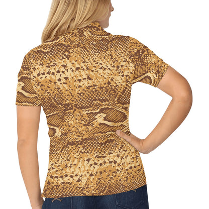 Python Brown Pattern Print Design A03 Women's Polo Shirt