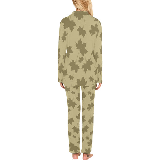 Maple Leaf Pattern Print Design 01 Women's Long Pajama Set