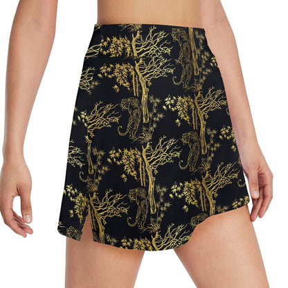 Tiger Gold Print Design LKS307 17" Golf & Pickleball Skort with Pockets
