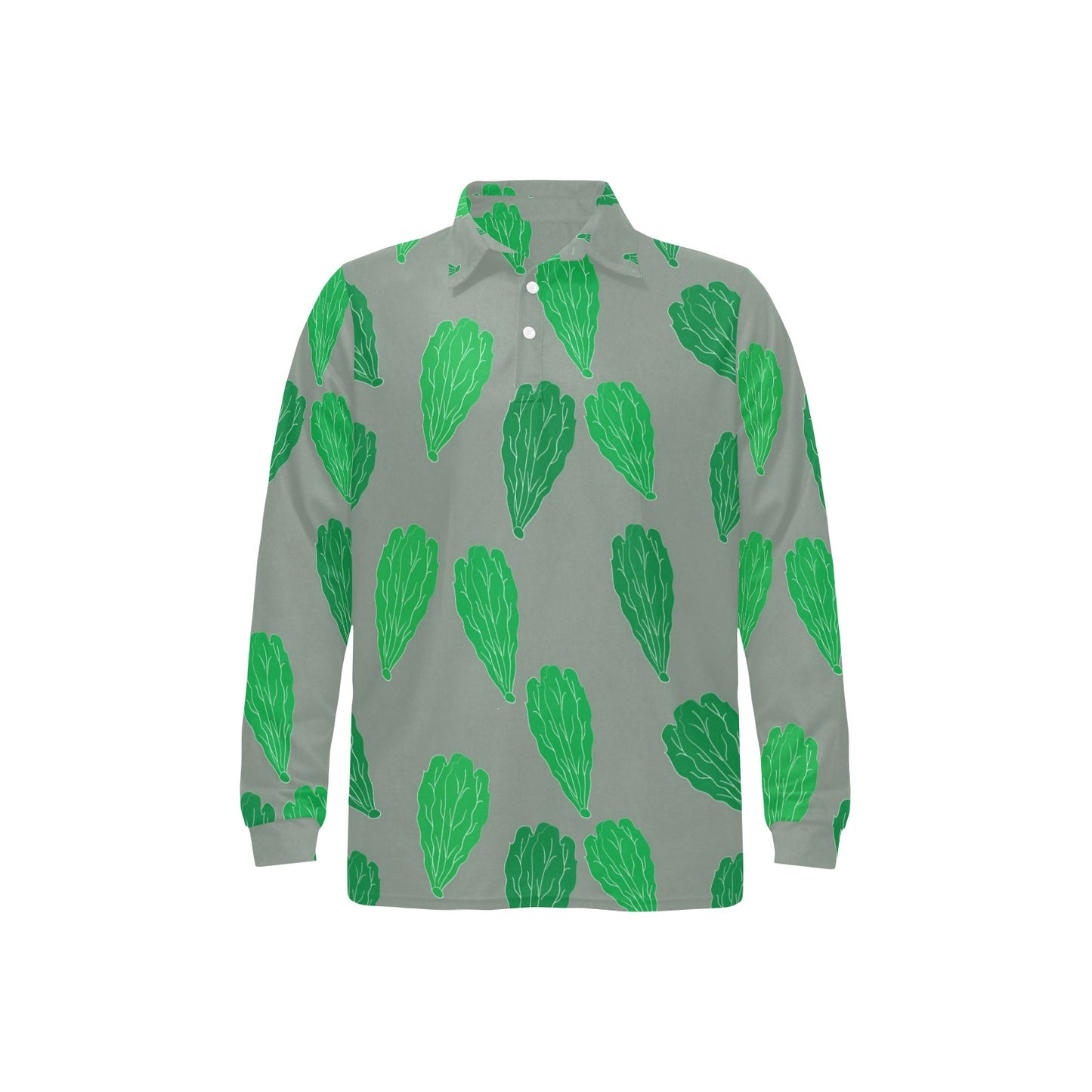 Lettuce Pattern Print Design 02 Long Sleeve Polo Shirt For Men's