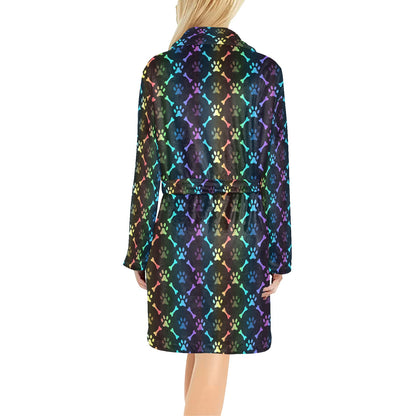 Paw Rainbow Print Women's Fleece Robe
