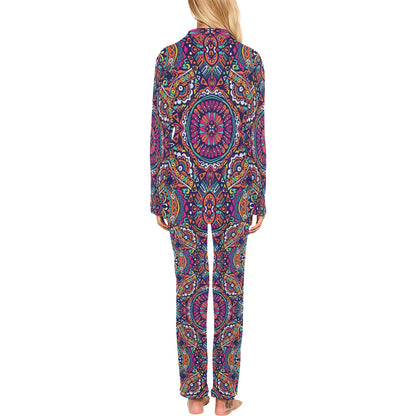 Boho Pattern Print Design 06 Women's Long Pajama Set