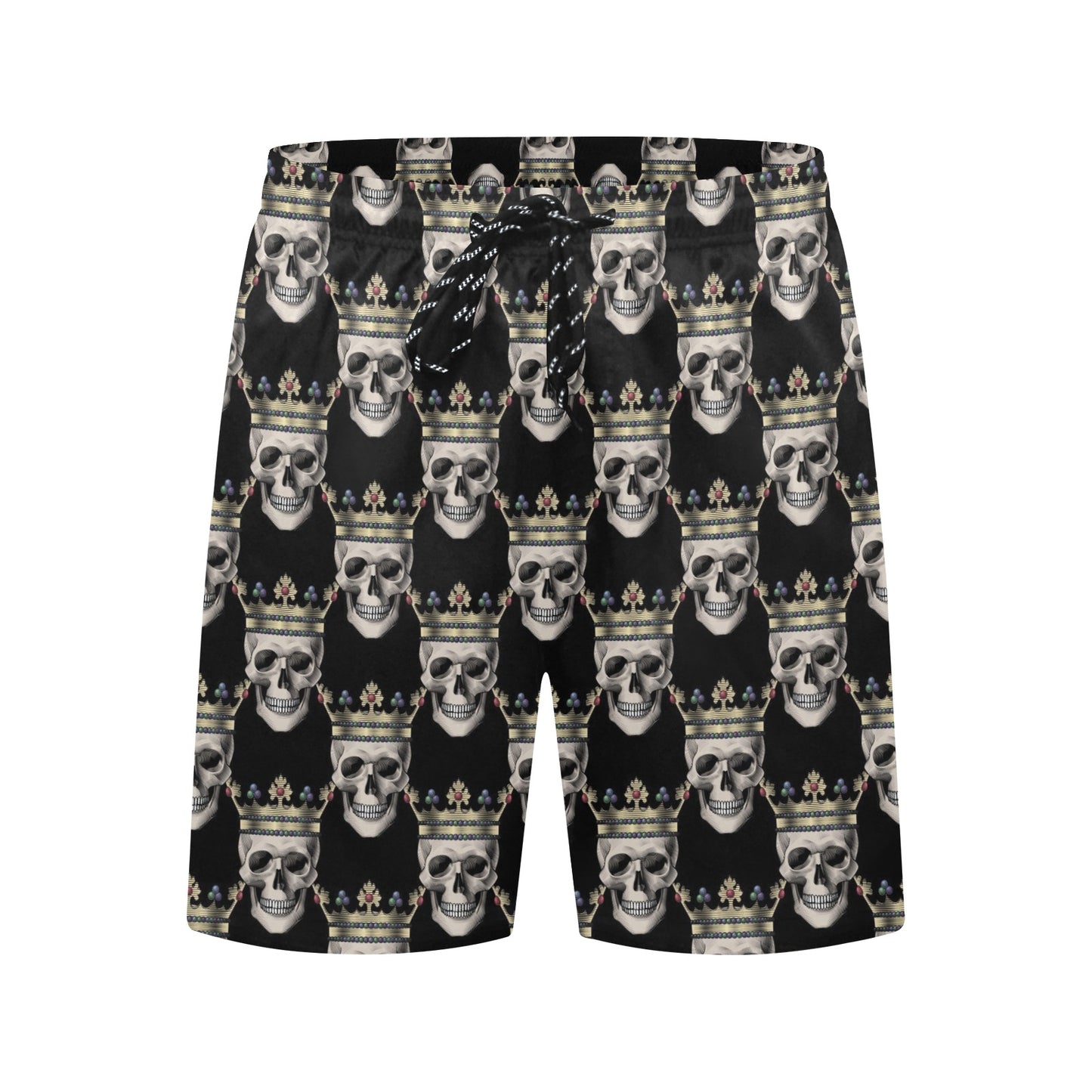 Skull King Print Design LKS3010 Men's Swim Trunks Beach Shorts