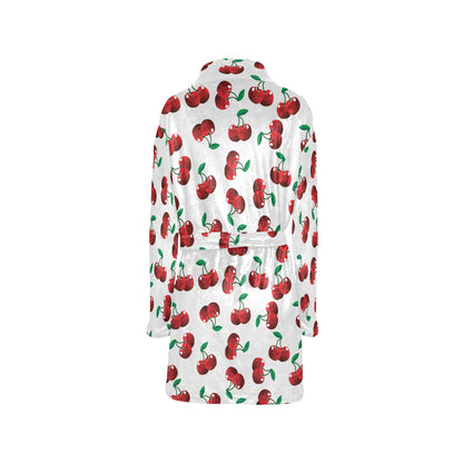 Cherry Pattern Print Design 01 Women's Fleece Robe