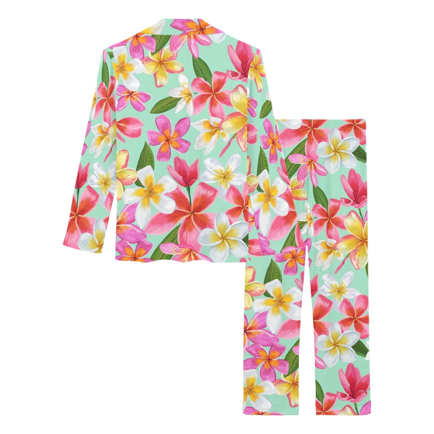 Plumeria Pattern Print Design PM014 Women's Long Pajama Set