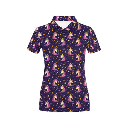 Unicorn Princess Star Sparkle Women's Polo Shirt