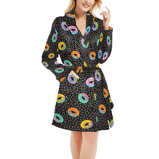 Donut Pattern Print Design DN012 Women's Fleece Robe