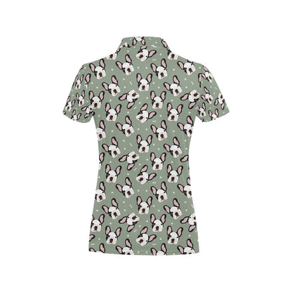 Boston Terrier Pattern Print Design 05 Women's Polo Shirt