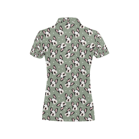 Boston Terrier Pattern Print Design 05 Women's Polo Shirt