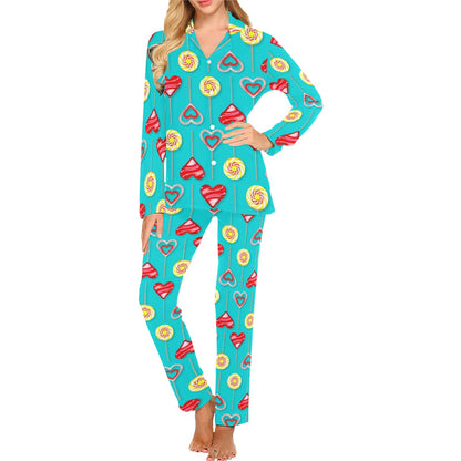 Lollipop Pattern Print Design LL06 Women's Long Pajama Set