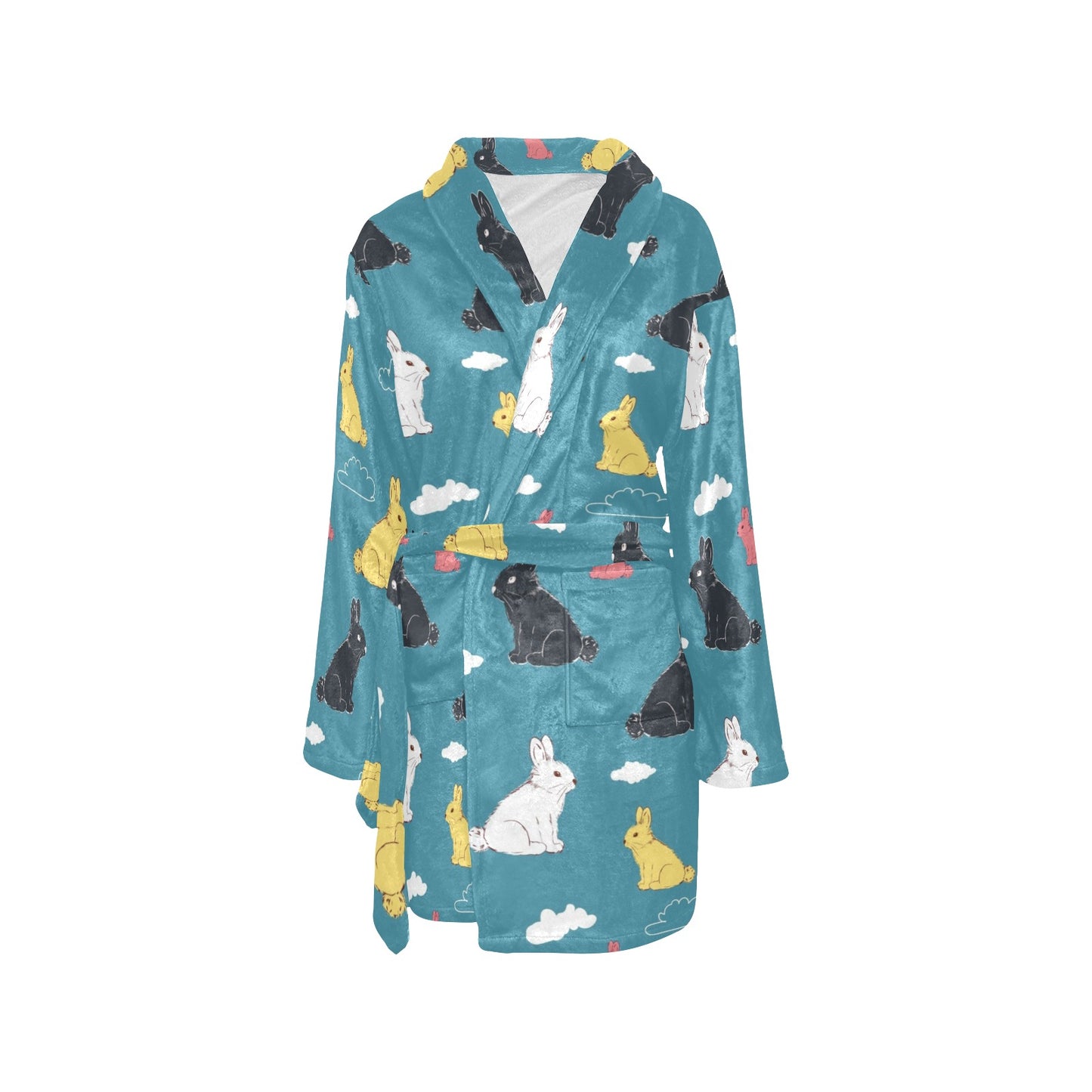 Rabbit Pattern Print Design RB014 Women's Fleece Robe