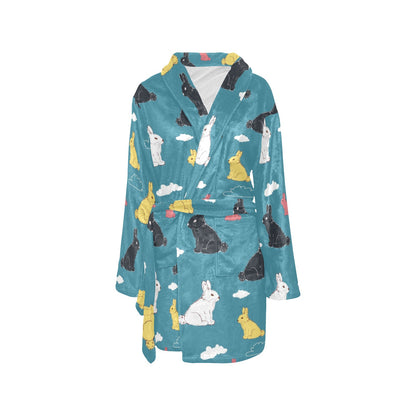 Rabbit Pattern Print Design RB014 Women's Fleece Robe