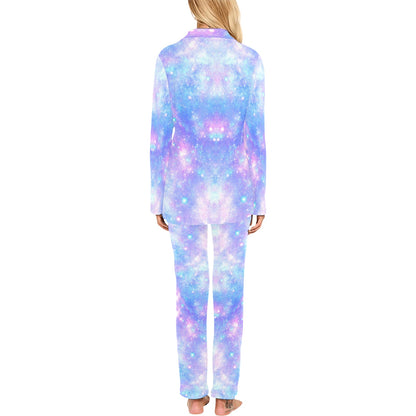 Galaxy Stardust Pastel Color Print Women's Long Pajama Set