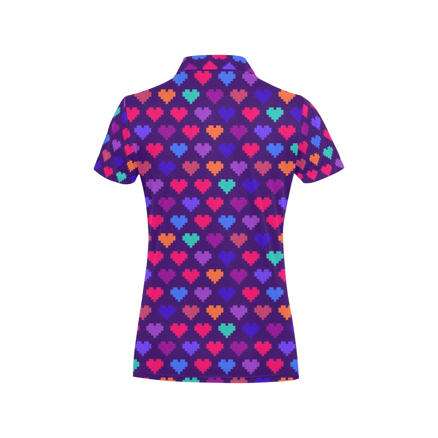Heart Pixel Pattern Print Design HE03 Women's Polo Shirt
