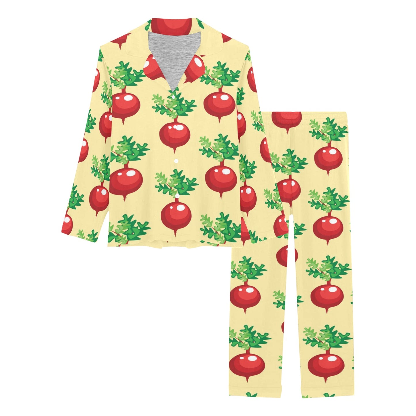 Radish Pattern Print Design A02 Women's Long Pajama Set