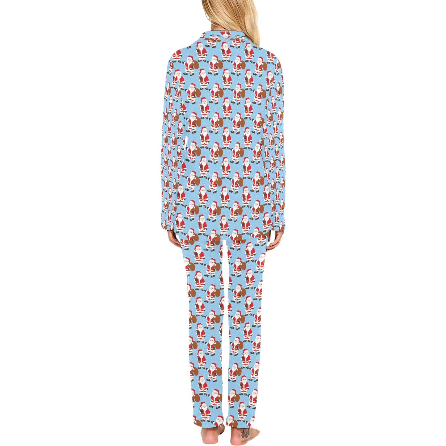 Santa Christmas Themed Print Design LKS305 Women's Long Pajama Set