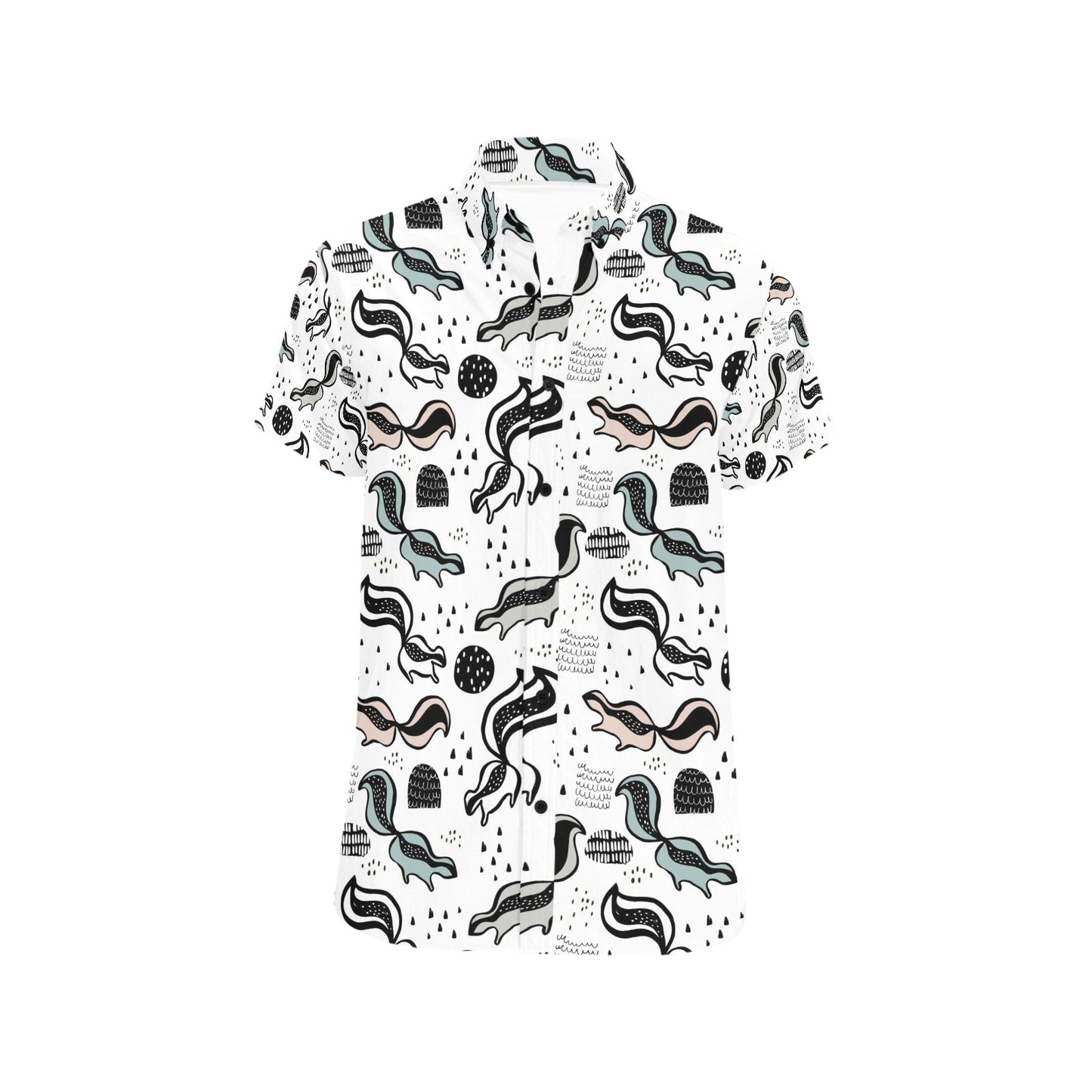 Skunk Print Design LKS303 Men Short Sleeve Button Up Shirt