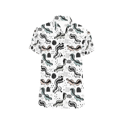 Skunk Print Design LKS303 Men Short Sleeve Button Up Shirt